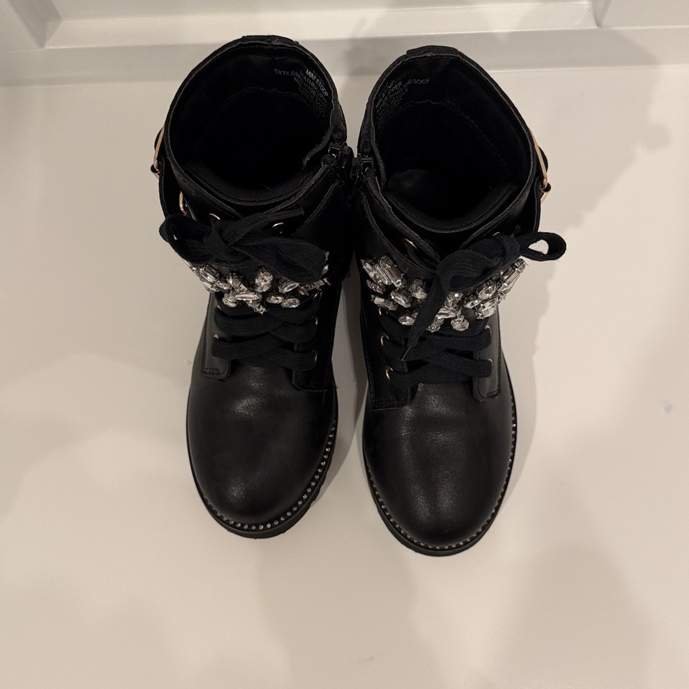 Kurt Geiger Black & Blingy Moto Boots| 12M Girls - Picture 2 of 9